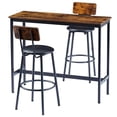 thumbnail image 6 of 3 Pcs Bar Dining Table Set, Minimalist Style Bar Table With 2 Bar Stools PU Soft seat with Backrest Footrest for Dining Room, Kitchen, Rustic Brown,43.31"L x 15.75"W x 35.43"H, 6 of 6