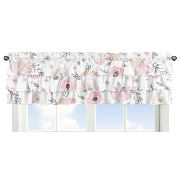 Sweet Jojo Designs Floral Rod Pocket Blackout Valances, 15" x 54"