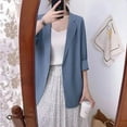 thumbnail image 4 of Povozer Cotton Linen Blazer Jacket for Women Business Dressy Long Sleeve Blazer Loose Casual Single Button Office Blazer Jackets(Blue,XXL), 4 of 5