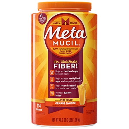 Metamucil Daily Fiber Supplement  Orange Smooth Sugar Psyllium Husk Fiber Powder  114 Doses