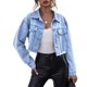 thumbnail image 1 of Txlixc Chaqueta de vaquero corta para mujeres, manga larga casual para adultos, dobladillo desgastado y solapa Txlixc  moda, 1 of 8