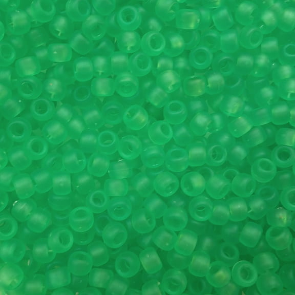 Pony Beads Mint Green Matte Frosted Crow Beads 6x9mm Large Hole Made in USA