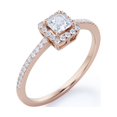 thumbnail image 4 of JeenMata Anillo de Compromiso con Diseño de Halo de 0,3 TCW con Detalles Pavé de Diamantes de Talla Princesa en Oro Rosa de 18 K sobre Plata, 4 of 6