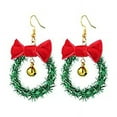 thumbnail image 3 of Serie navideña Pendientes de cabeza de ciervo con campana Pendientes de árbol de Navidad Joyas de cuerno, 3 of 5