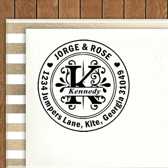 Printtoo Custom Round Initial Monogram Self Inking Rubber Stamp Family Address Personalized Stamper