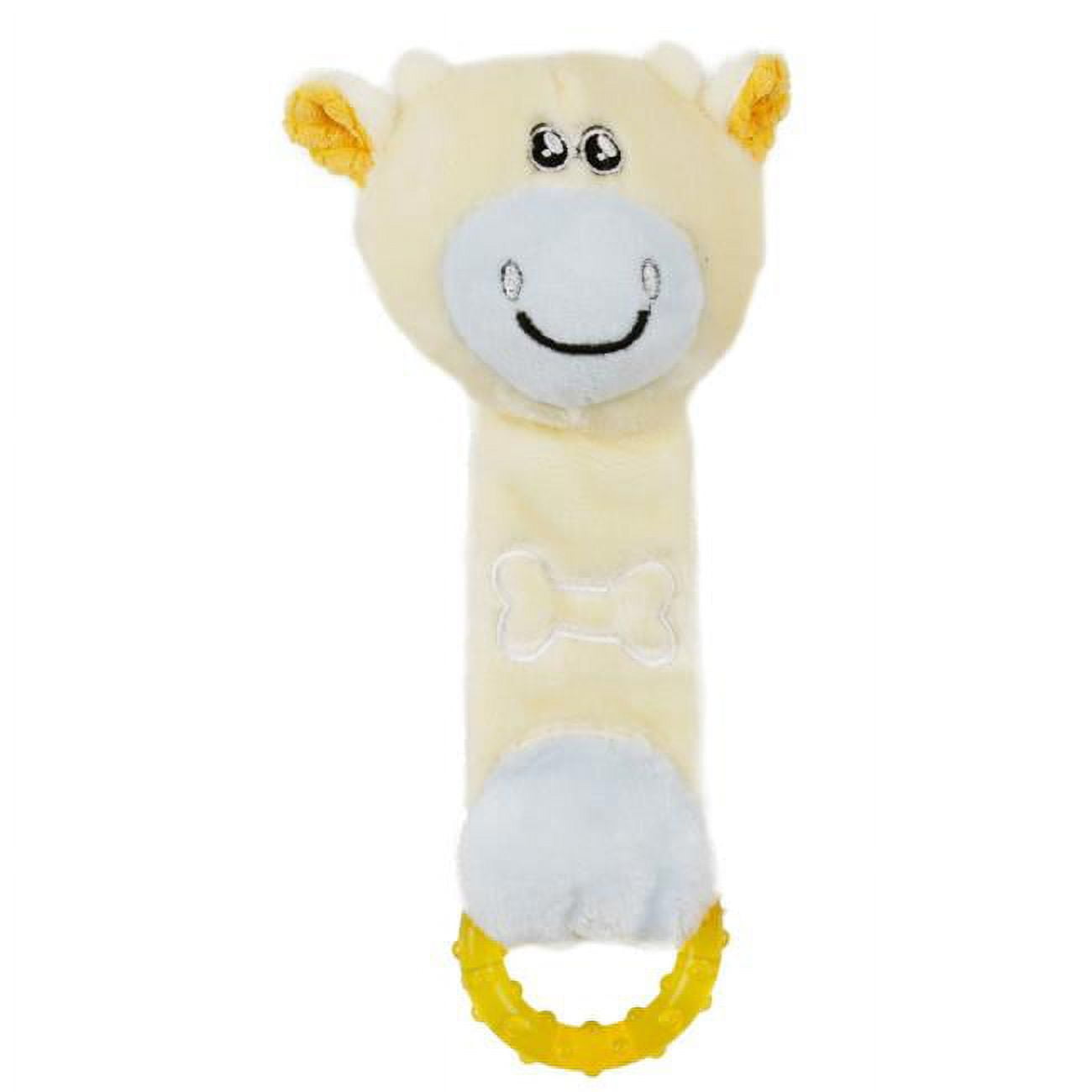 Pet Life ® Moo-Born' Plush Squeaky and Crinkle Newborn Rubber Teething Cat and Dog Toy