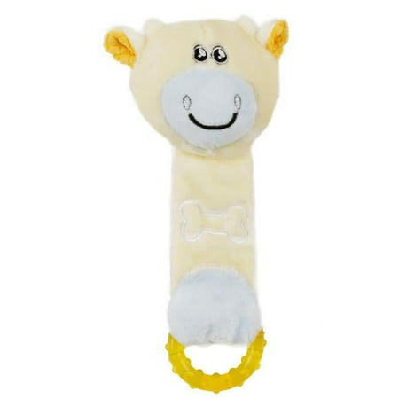 UPC: 0810051333602 | Pet Life ® Moo-Born  Plush Squeaky and Crinkle Newborn Rubber Teething Cat and Dog Toy