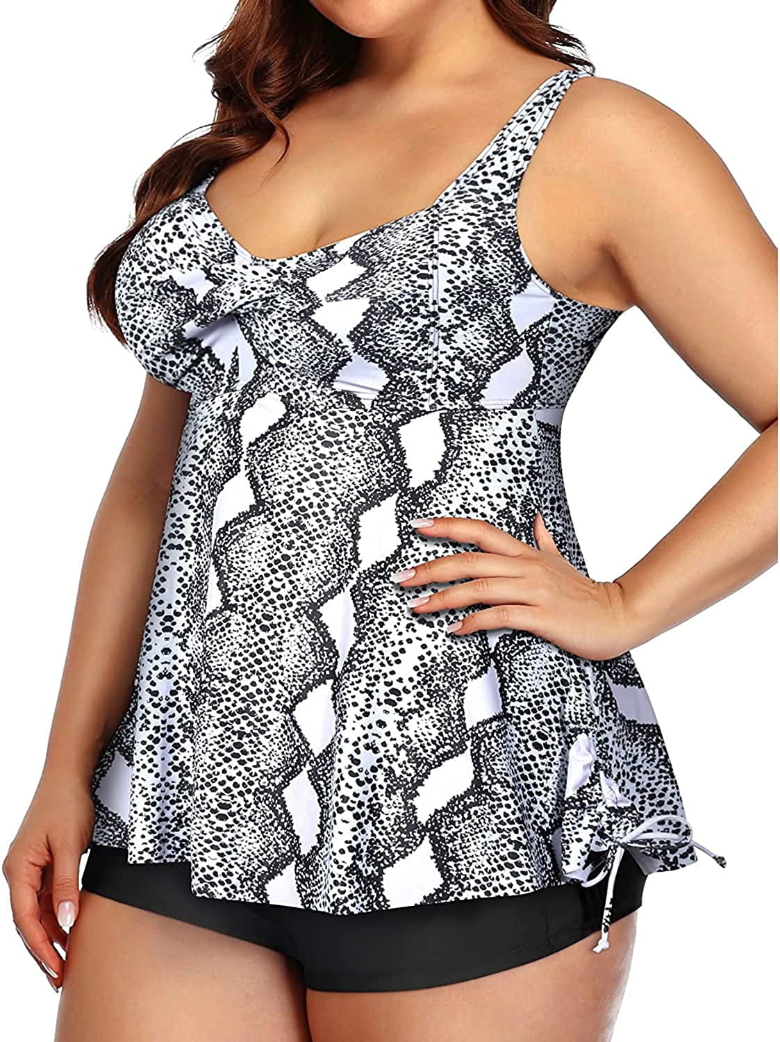 Aqua Eve Plus Size Two Piece Swimsuits - Flowy Tankini Top With Boyshorts For Women, Green, Size 20W - View #3