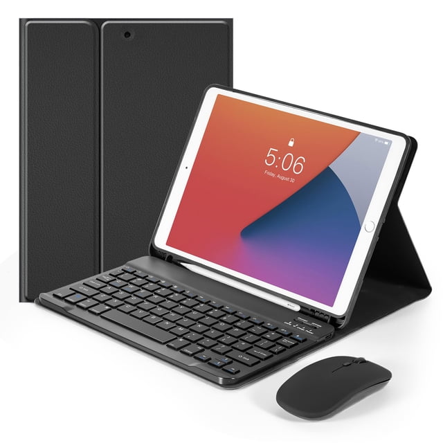 Funda con teclado Nyee para iPad 9º, 8º, 7ª generación, 10,2 pulgadas, con lápiz