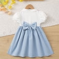 thumbnail image 5 of Amidoa Girl Dresses Puff sleeves A-Line Dress Casual Summer Sundress for Kids Blue Size 5T, 5 of 8