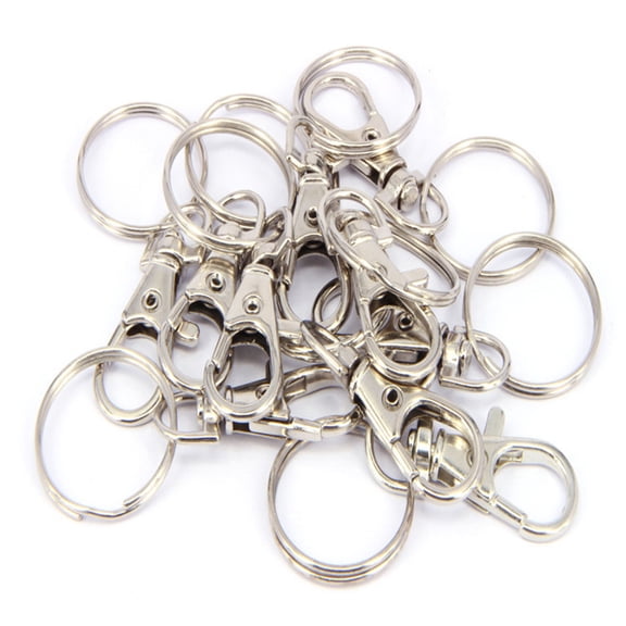 Toyvian 10Pcs Silver Metal Lobster Clasp Keychain Rings for Car Keys Home Keys Holder