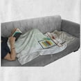 thumbnail image 6 of Mid Century Soft Flannel Fleece Throw Blanket, Cozy Room Scene Illustration with Modern Style Furniture and Cat, Cozy Plush for Indoor and Outdoor Use, 50" x 70", White and Multicolor, by Ambesonne, 6 of 6