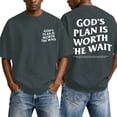 thumbnail image 2 of Christian Graphic Shirts for Men God's Plan Is Worth The Wait Oversized Acid Wash Tshirt Faith Back Print Religious T-shirts Casual Tops for Streetwear Summer Vacation, 2 of 6