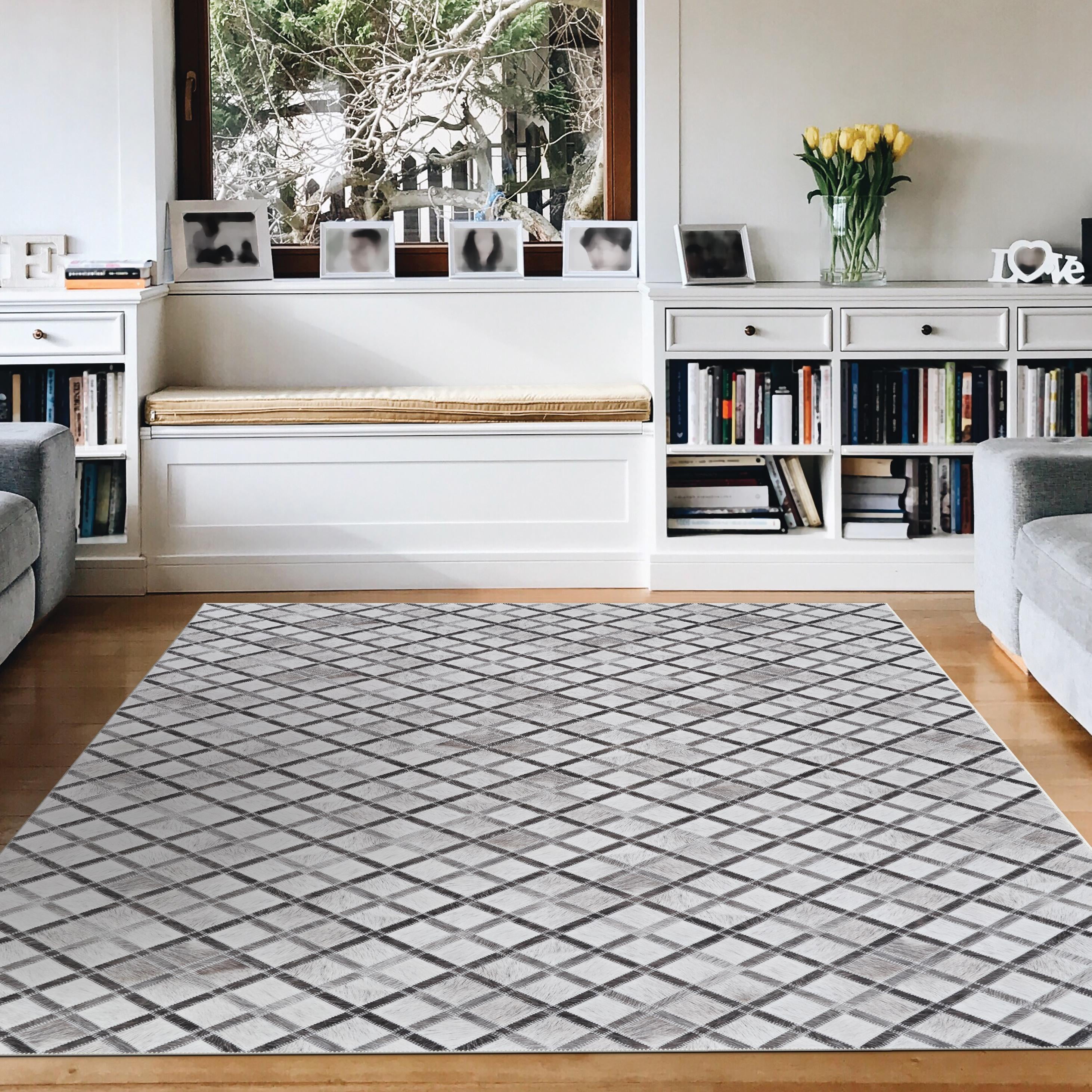 Couristan Prairie Retro Lattice Grey-Ivory Area Rug, 7'6" x 10'