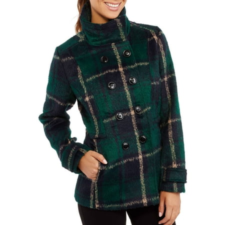 Women's Essential Faux Wool Peacoat With Stand Collar