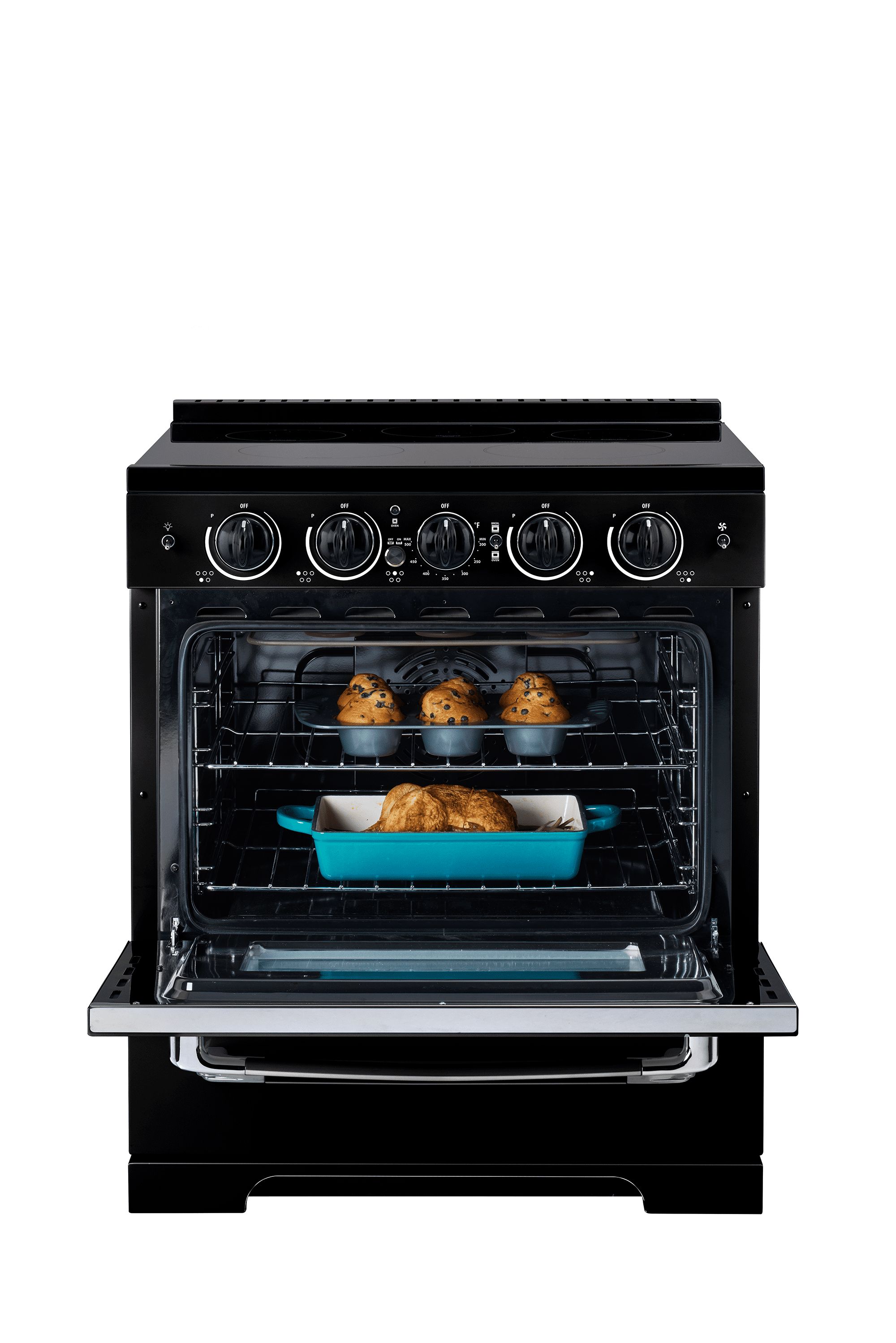 Unique 30' Classic Retro Induction Range, Midnight Black