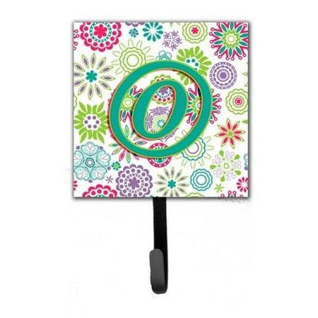 Letter O Flowers Pink Teal Green Initial Leash & Key Holder