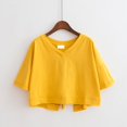 thumbnail image 2 of Camisetas de color sólido para mujer, camisetas de manga corta de verano 2024, tops sexis con escote en V y espalda descubierta, camisetas casuales holgadas para mujer, 2 of 5