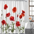 thumbnail image 3 of Cortina de ducha DEKAXID SHOWHOME con diseño de amapola roja, decoración para el baño, 3 of 6