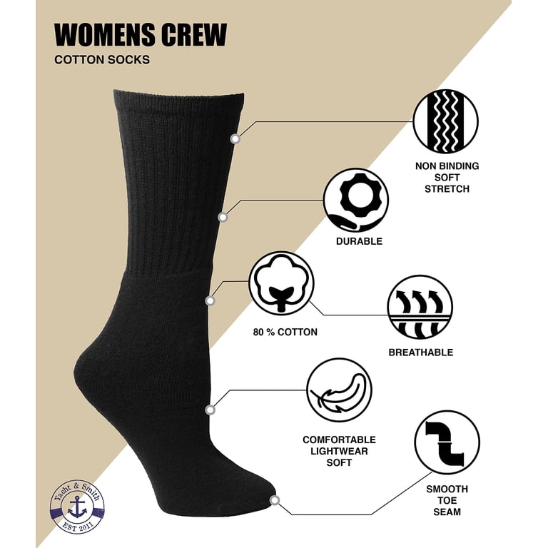 Mens & Womens Lightweight Cotton Crew Socks Bulk, Homeless Donation Cheap Wholesale Sock 12 Pairs White Mens Gray Heel And Toe