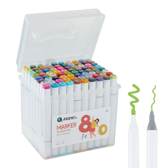 Marie's Alcohol Marker,80 Colors Dual Tip Art Markers for Adults Marker Pens with Holder and Case for Painting Supplies Perfect for Painting,Coloring Illustration,Sketching and Drawing
