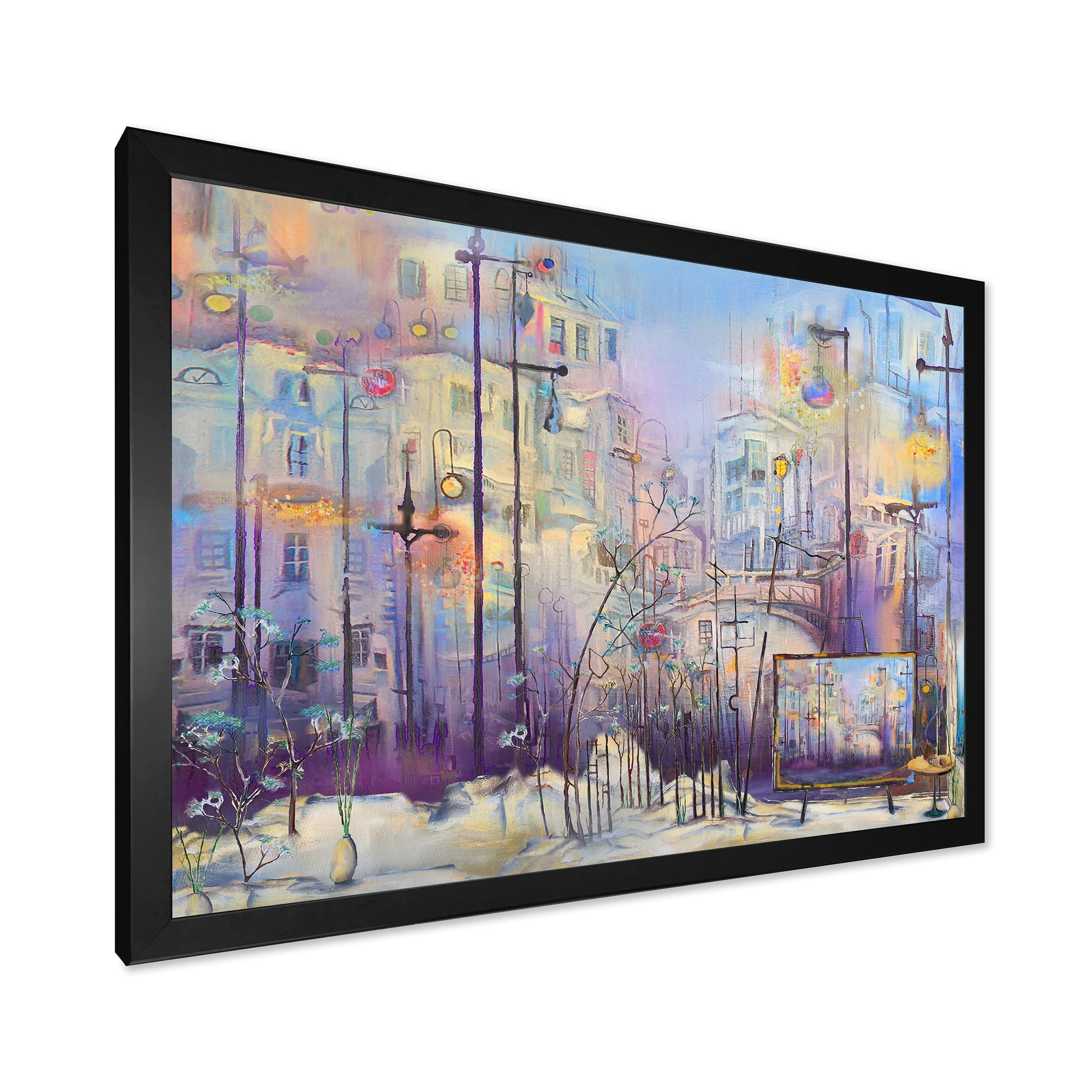 Designart 'Abstract Cityscape With Pastel ' Modern Framed Art Print