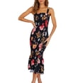 thumbnail image 1 of Vestido PRETTYGARDEN Midi Floral Sin Mangas con Fruncido y Volantes Talla M, 1 of 8