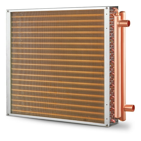 KFFKFF Air to Water Heat Exchanger, Dimensions 20"x 20", Features 3-Row 3/8" Copper Connections, 242 Aluminum Fins