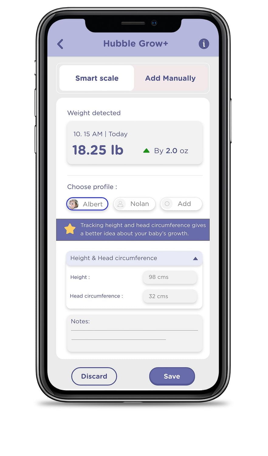 Hubble Pèse-Bébé Intelligent Grow & Tapis à Langer - Design Ergonomique, Tracker Bébé Bluetooth - Housse Douce, Lavable, Hypoallergénique - 4 Capteurs pour Précision - Léger et Portable - Fonctions Ta