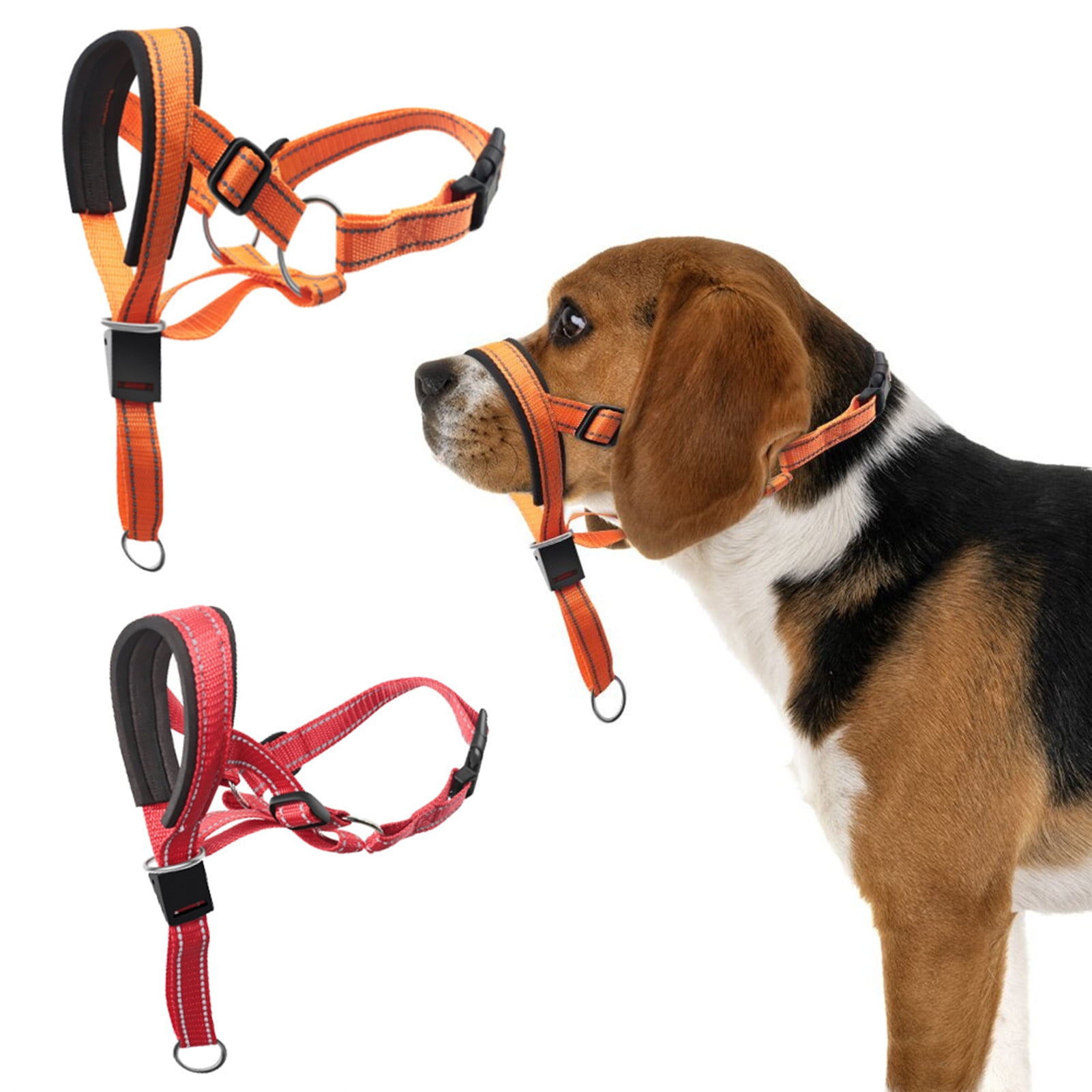 Neinkie Dog Mouth Muzzle With Tow Ring Adjustable Loop Wear Resistant Portable 3 Colors Prevent Bite Traction Tool Rope Muzzle Large Dog Anti Barking