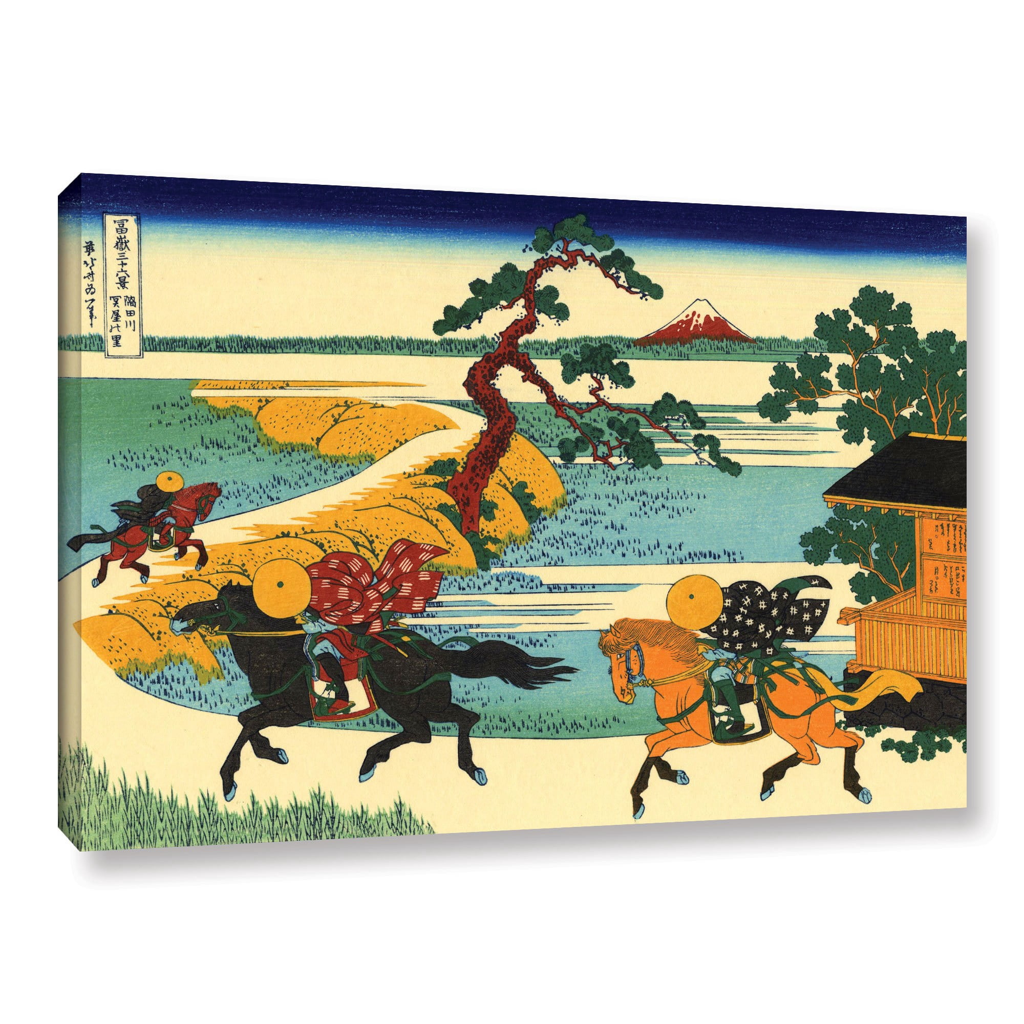 ArtWall Katsushika Hokusai "The Fields of Sekiya By the Sumida River" Gallery-Wrapped Canvas