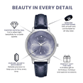thumbnail image 3 of Jessica Simpson Women’s Blue Watch – Leather Band Dress Watch with Faceted Crystal Dial, Quartz Movement, Elegant Fashion Wristwatch for Women, 3 of 6