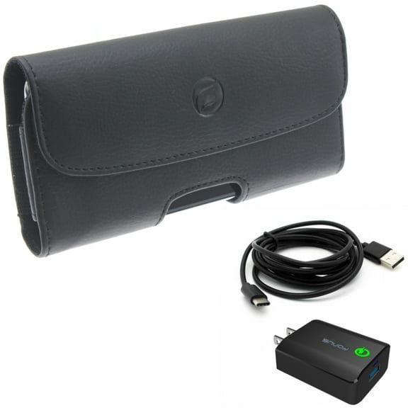 Home Charger & Case Belt Clip for Samsung Galaxy S24 - 18W Fast 6ft USB Cable Type-C Turbo Charge, Leather Holster Cover Pouch for Galaxy S24