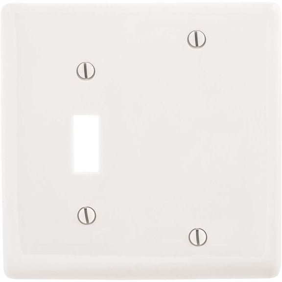 HUBBELL WIRING P113W 2-Gang White Toggle and Blank Wall Plate