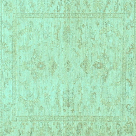 Ahgly Company Indoor Square Oriental Light Blue Traditional Area Rugs, 4' Square