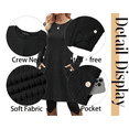 thumbnail image 6 of Fantaslook Long Sleeve Womens Dresses Crew Neck Buttons Tunic Sweater Dress with Pockets, 6 of 11
