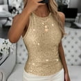 thumbnail image 6 of Miluxas Women's Sequin Tank Tops Sleeveless Scoop Neck Sparkly Party Camisole Vest Gold M(M), 6 of 9