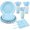 Light Blue, variant on 175 Pcs Pink Plates and Napkins, Party Supplies Include Scalloped Birthday Plate Napkins Cups Plastic Cutlery for Wedding