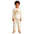 thumbnail image 6 of JIAYUE Girls Halloween Pajama 2 Piece Set Striped Print Crew Neck Long Sleeve Tops And Pants Loungewear for Baggy Casual NightWear,110 4Y, 6 of 8