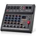 thumbnail image 1 of Pyle Mezclador de audio profesional Bluetooth para DJ - Mezclador de sonido con controlador de DJ de 6 canales con DSP 16 efectos preestablecidos, interfaz USB, 4 entradas XLR de micrófono/línea, AUX,, 1 of 2