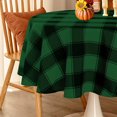 thumbnail image 1 of Checkered Round Christmas Tablecloth - Waterproof and Washable Gingham Xmas Table Cloth Holiday Decorative Table Cover for Party, Green/Black 60 Inch, 1 of 3