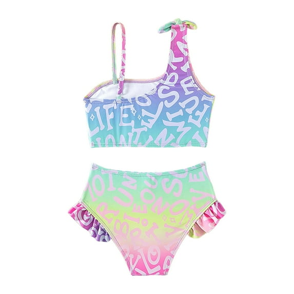 lnmuld Girls Tie Dye Cut Out 2 Piece Swimsuit Casual Sport Beach Bathing Suit Size:5-6 Years