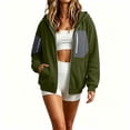 thumbnail image 6 of HomeDM Sweatshirt for Women Long Sleeve Full-Zip Hooded with Pocket Color Block Casual Outerwear, 6 of 8