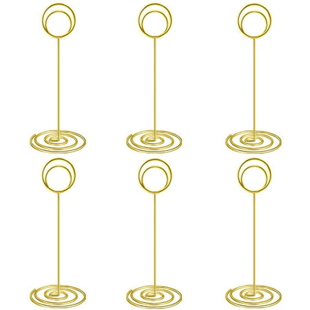 

10 Pack 8.75 inch Tall Table Number Holders Place Card Holder Table Picture Holder Wire Photo Holder Clips Picture Memo Note Photo Stand (Gold)