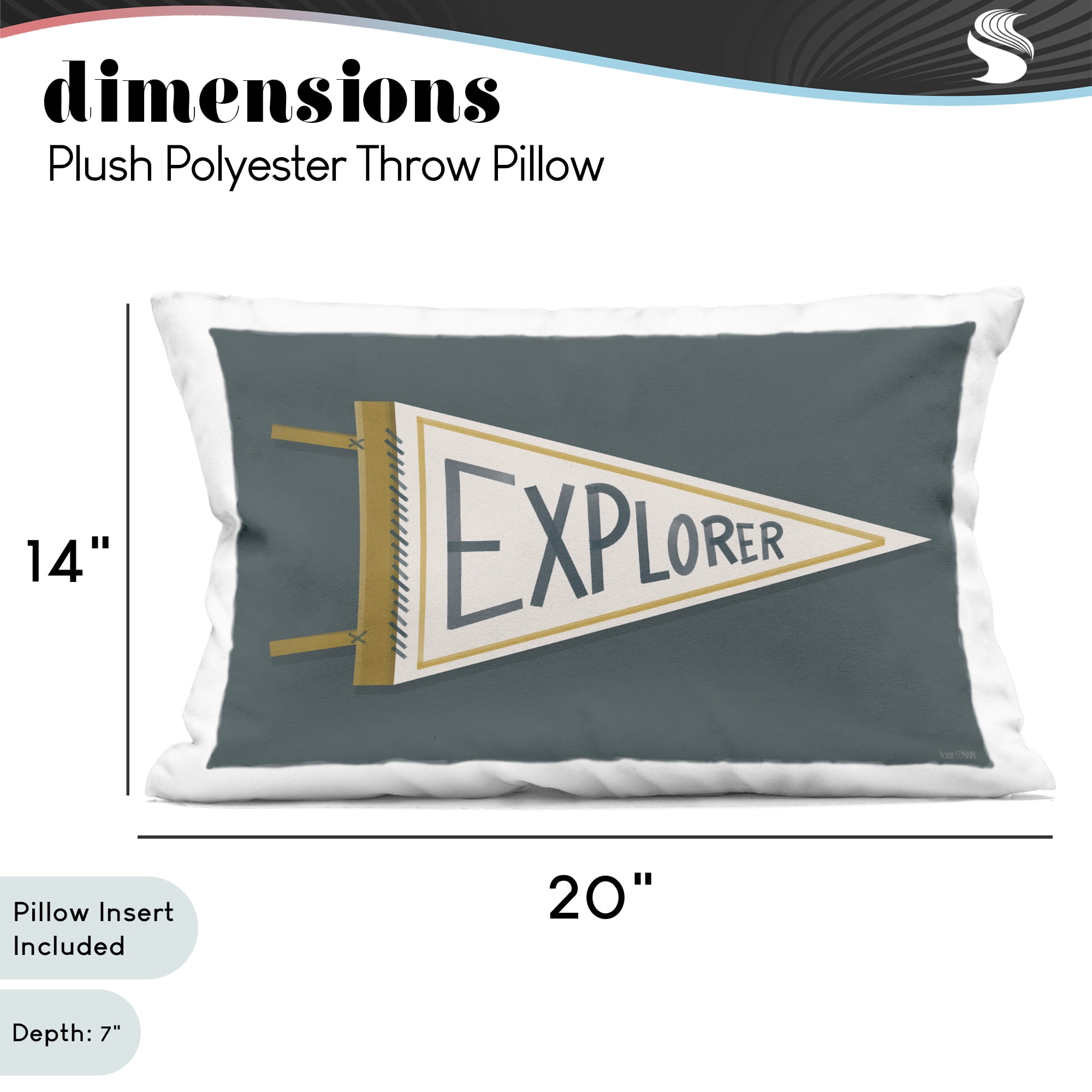 Stupell Industries Explorer Retro Pennant Decorative Printed Throw Pillow, design by House Fenway, 14 x 7 x 20