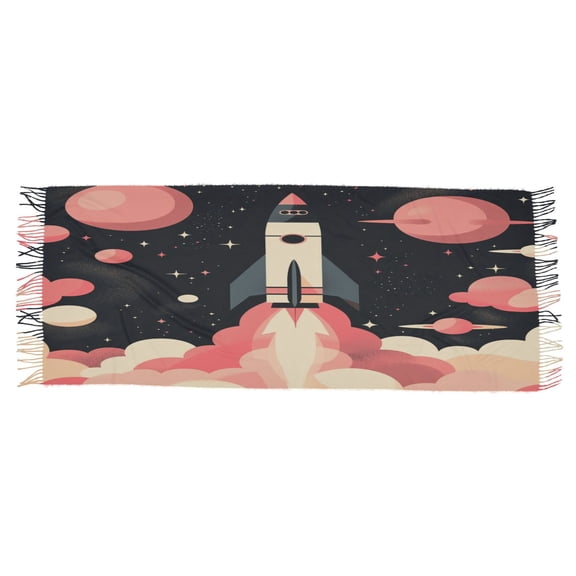 BZSMCE Women Scarf Spaceship Plainting Simple Pattern Soft Warm Long Large Scarves