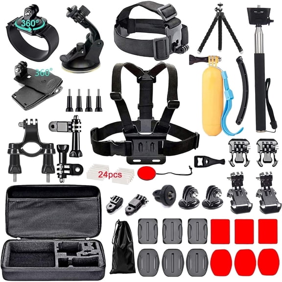 60 in 1 Camera Accessories Kit Compatible with GoPro Hero 13 12 11 10 9 8 7 6 /Session 5/Hero 4/3 /3/2/1, Insta360, DJI Osmo Action, AKASO, APEMAN, Campark, SJCAM