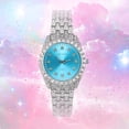 thumbnail image 2 of Elegant Women's 32mm Iced Diamond Watch - Shiny Sleek Dial with Sparkling Simulated Crystals - Adjustable Bling-ed Metal Band - Luxury Timepiece - Silver Tone Finish, 2 of 7