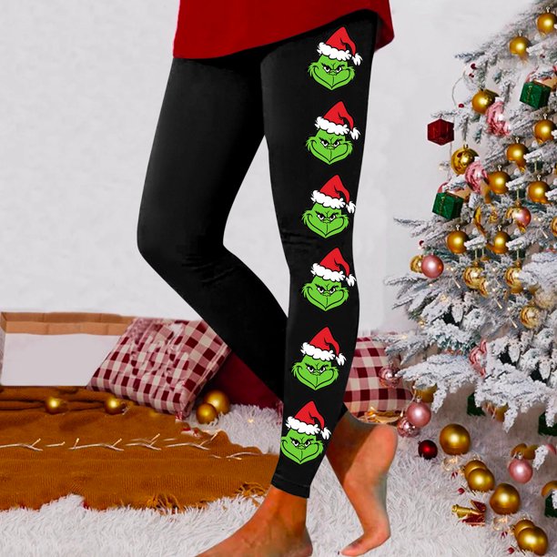 WILLBEST Leggings de Yoga de Cintura Alta Para Mujer Con Estampado Navideño, Mallas de Control, Pantalones Deportivos Elásticos y Cómodos Para Correr y Entrenar. Extra Grande