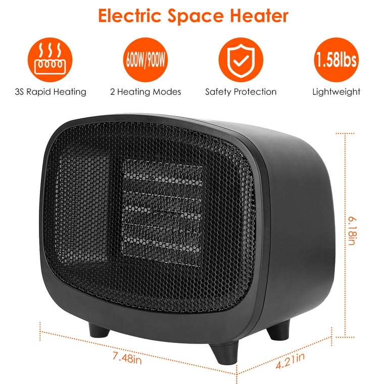 iMounTEK Small Electric Space Heater Portable Mini PTC Ceramic Space Heater Fan with Tip-Over and Overheat Protection for Bedroom Office Desk Indoor